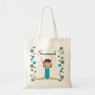 Personalised Little Gymnast in Aqua and Green Tote Bag