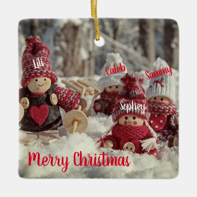 Personalised  Little Helpers Ceramic Ornament (Front)
