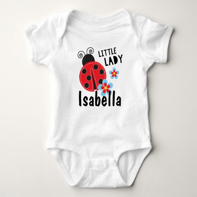Personalised Little Lady LadyBug Baby Bodysuit (Front)