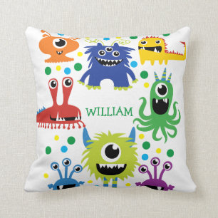 Personalised Little Monsters Cute Baby Boy Nursery Cushion