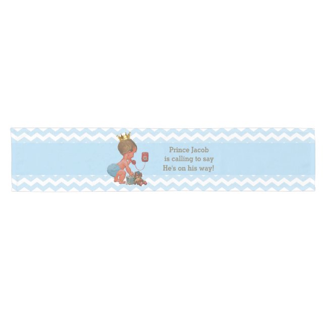Personalised Little Prince on Phone Baby Shower Short Table Runner (Horizontal)