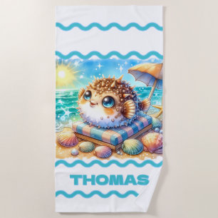 Personalised Little Puff’s Beachside Retreat Beach Towel