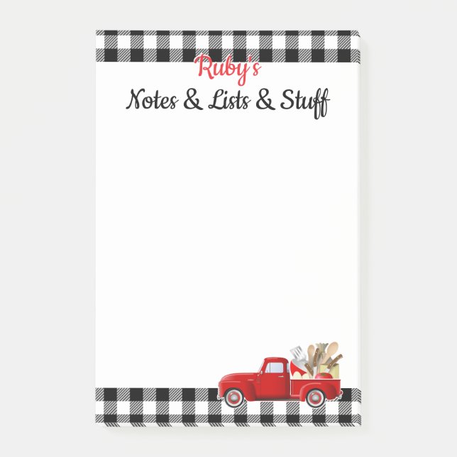 Personalised Little Red Truck Post-it Notes (Front)