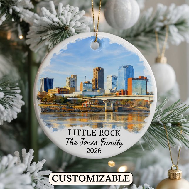 Personalised Little Rock Ornament, Custom Arkansas Ceramic Tree Decoration (Creator Uploaded)