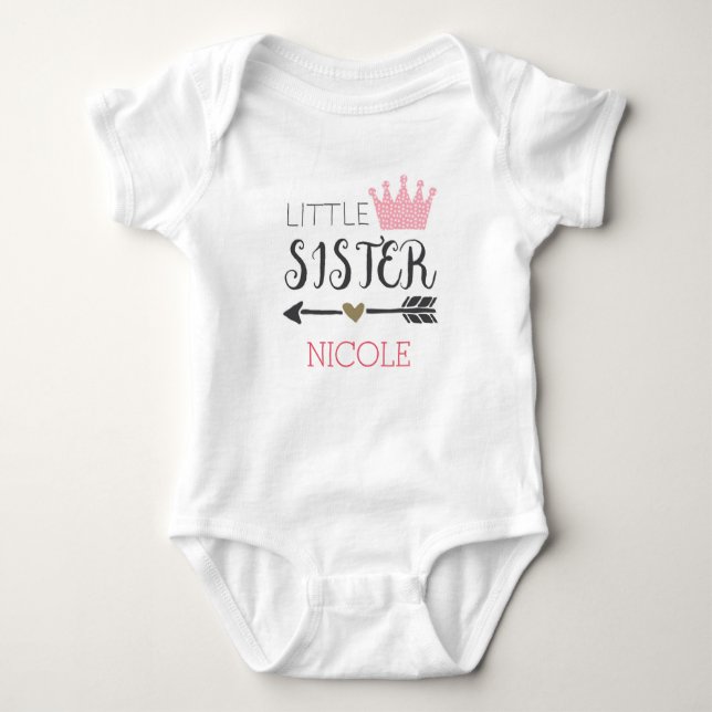Personalised Little Sister Baby Bodysuit (Front)