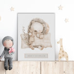 Personalised Little Sleeping Bear Nursery  Faux Canvas Print<br><div class="desc">A cute watercolor little painted sleeping bear with baby's name underneath and date of birth. A perfect nursery gift for boy or girl. Faux canvas print.</div>