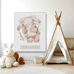 Personalised Little Sleeping Bunny Rabbit Nursery  Faux Canvas Print<br><div class="desc">A cute watercolor little painted sleeping bunny rabbit with baby's name underneath and date of birth. A perfect nursery gift for boy or girl. Faux canvas print.</div>