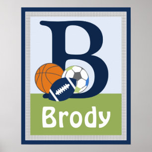 Personalised Little Sports Player Name Poster