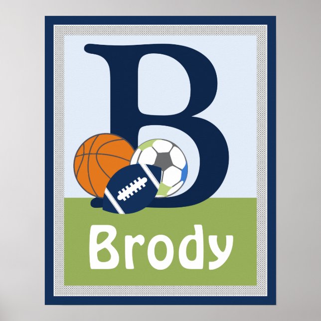 Personalised Little Sports Player Name Poster (Front)