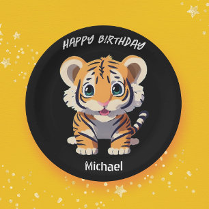 Personalised Little Tiger Birthday Paper Plate