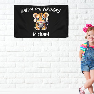 Personalised Little Tiger Cub Birthday Banner