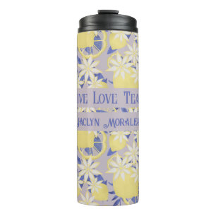 Personalised Live Love Teach Watercolor Lemon Thermal Tumbler