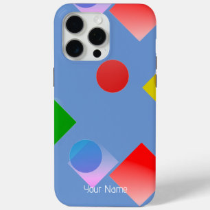 Personalised Lively Circles 'n Squares, Cornflower iPhone 15 Pro Max Case