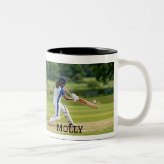 Personalised Living that Cricket Mum Life Photo  Two-Tone Coffee Mug