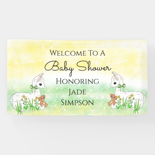 Personalised Llama Themed Baby Shower  Banner (Horizontal)