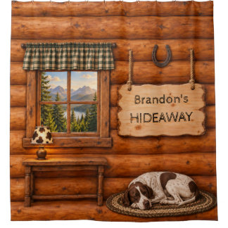 Personalised Log Cabin Hideaway Rustic Shower Curtain