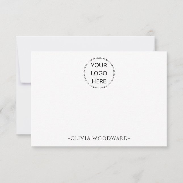 Personalised Logo And Name Flat Note Card (Front)
