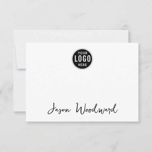 Personalised Logo And Name Flat Note Card (Front)