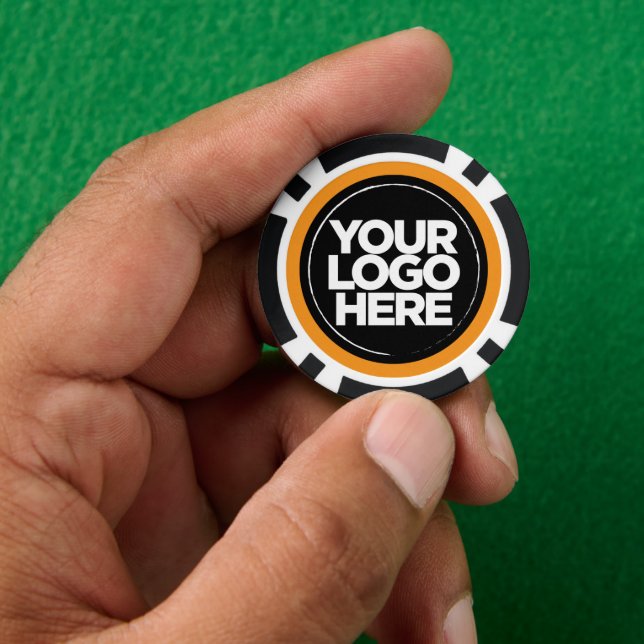 Personalised Logo and Text Cool Orange Poker Chips (Hand)