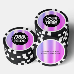 Personalised Logo and Text Cool Purple Poker Chips