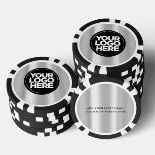 Personalised Logo and Text Cool Silver Poker Chips