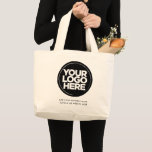 Personalised Logo and Text Cotton Large Tote Bag<br><div class="desc">Easily personalise this large cotton tote bag with your own custom company logo, photo or image, and business name, slogan, website, social network, hashtags or any promotional text. No minimum order quantity and no setup fee. Custom branded tote bags can advertise your business as corporate swag and eco-friendly trade show...</div>