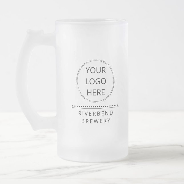 Personalised Logo And Text Frosted Frosted Glass Beer Mug (Left)