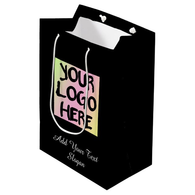 Personalised Logo and Text Paper Shopping Bag (Front Angled)