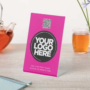 Personalised Logo and Text Simple Qr Code Pedestal Sign