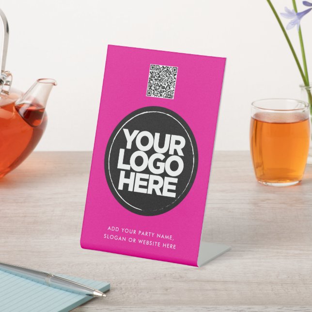 Personalised Logo and Text Simple Qr Code Pedestal Sign (In SItu)