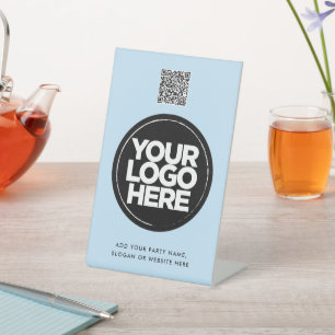 Personalised Logo and Text Simple Qr Code Pedestal Sign