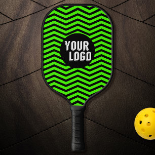 Personalised Logo Black & Green Chevron Branded Pickleball Paddle