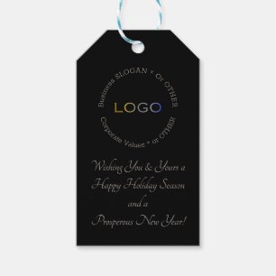 Personalised Logo Black Silver Corporate Holiday Gift Tags