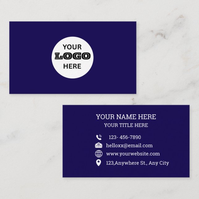 Personalised Logo Blue Professional Business Card (Front/Back)