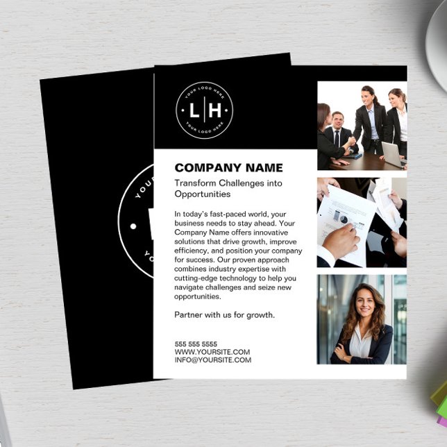 Personalised  Logo Business Flyer (Modern Black Personalized Logo Business flyer)