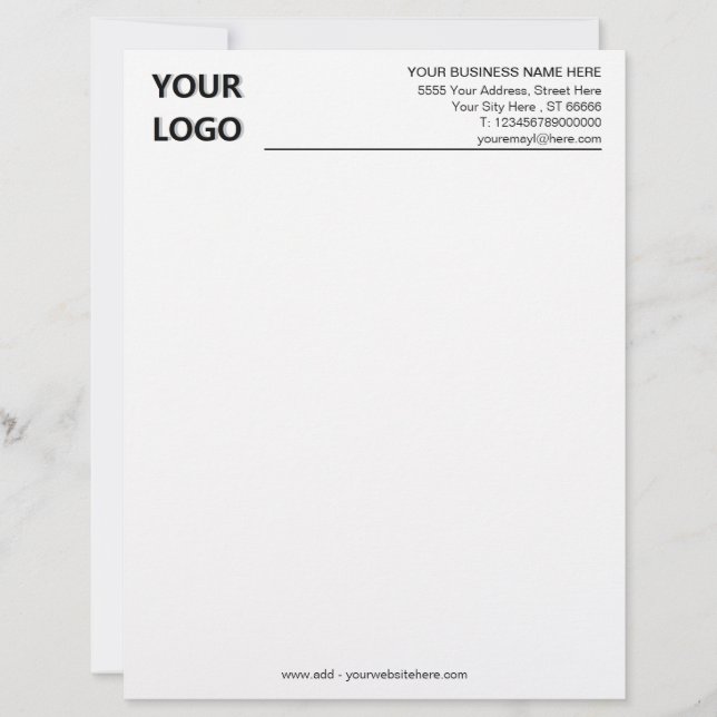 Personalised Logo Business Name Info Letterhead (Front)