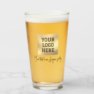 Personalised Logo Business Text Black Script Beer Glass