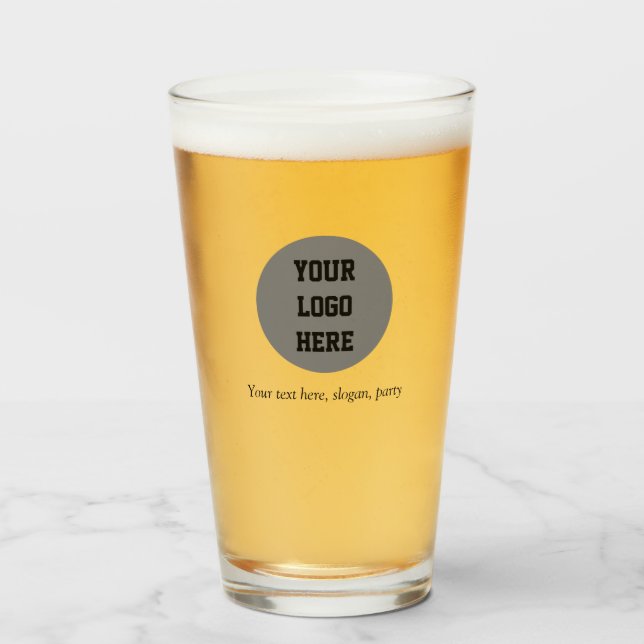 Personalised Logo Business Text Black Script Beer Glass (Front Filled)