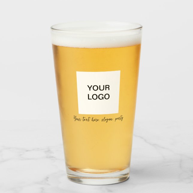 Personalised Logo Business Text Black Script Beer Glass (Front Filled)