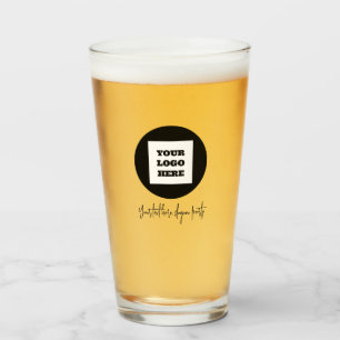Personalised Logo Business Text Black Script Beer Glass