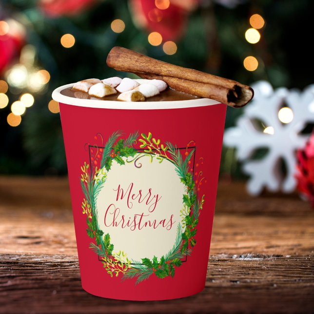 Personalised Logo Elegant Branded Merry Christmas Paper Cups (Creator Uploaded)