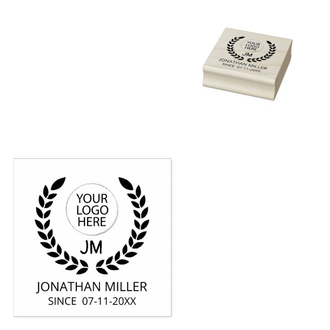 Personalised logo Monogram initials Rubber Stamp (Stamped)