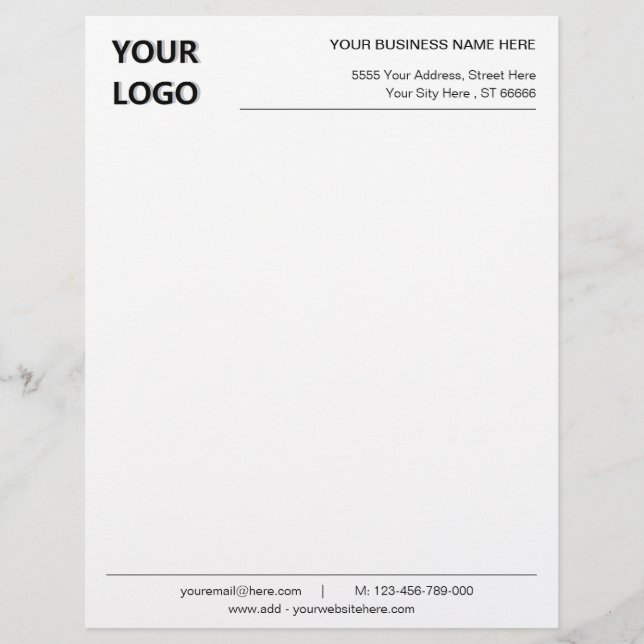 Personalised Logo Name Address Info Letterhead (Front)