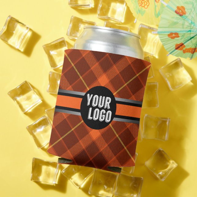 Personalised Logo Orange Pattern Modern Branded Can Cooler (In Situ Summer)
