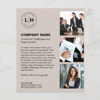 Personalised Logo Photo Modern Beige Business Flyer