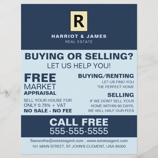 Personalised Logo, Realtor, Estate Agent Flyer (Front)