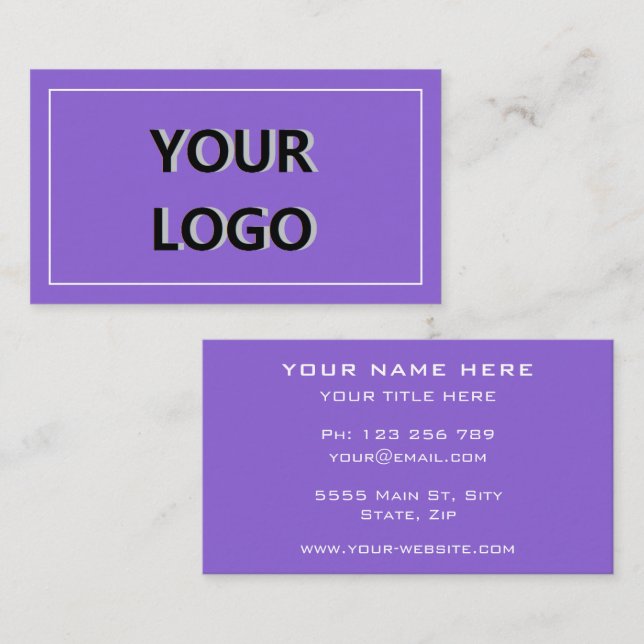 Personalised Logo Text Info Business Card Template (Front/Back)