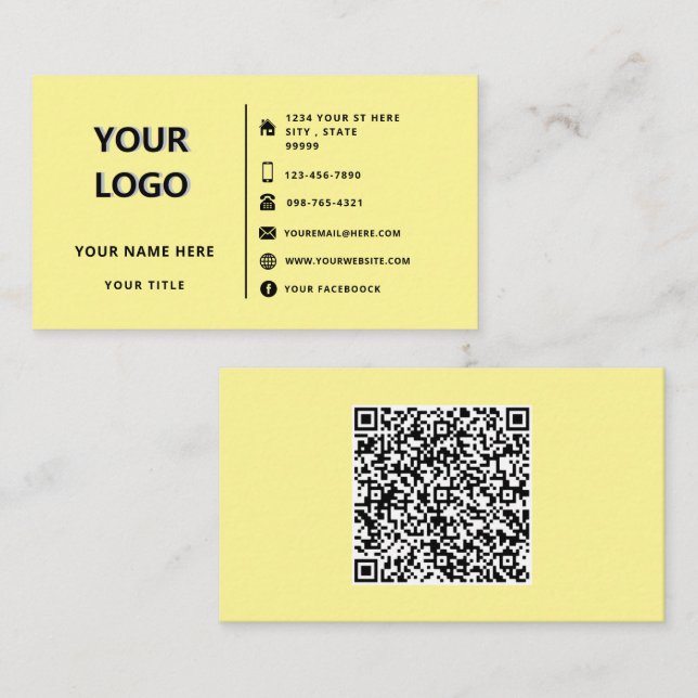 Personalised Logo Text QR Code Info Business Card (Front/Back)