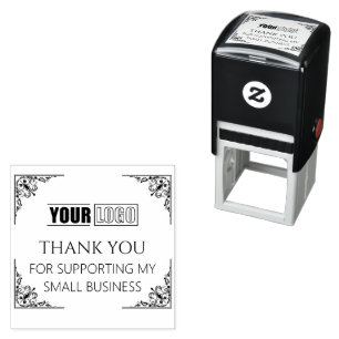 Personalised Logo Vintage Border Thank You Self-inking Stamp
