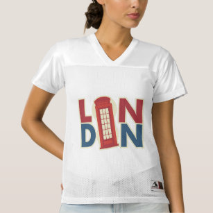 Personalised London Blue Red Phone Box Soccer Women's Football Jersey